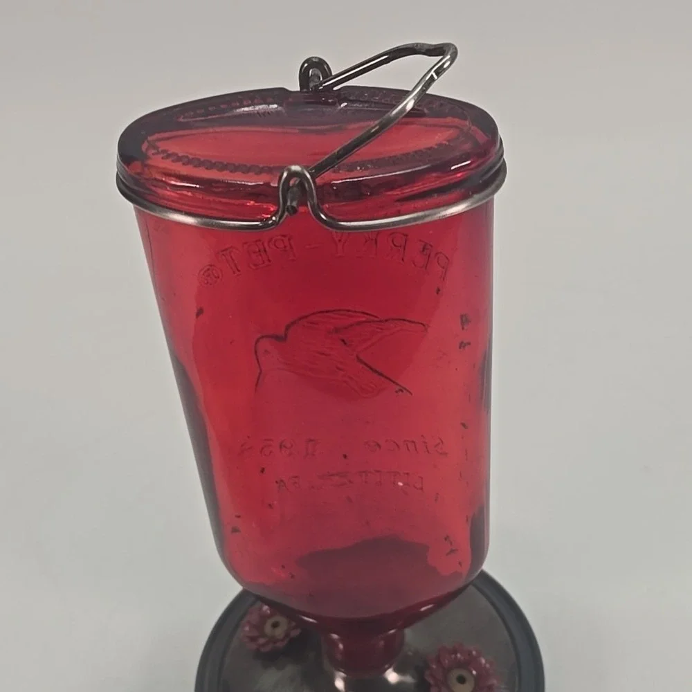 Perky Pet Hummingbird Feeder Nectar Garden‎ Antique Decorative Glass 16oz Red